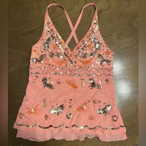 Bebe Pink Sequin Camisole Top